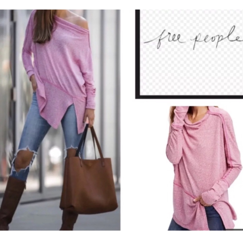 NWT Free People londontown thermal tunic fuchsia L